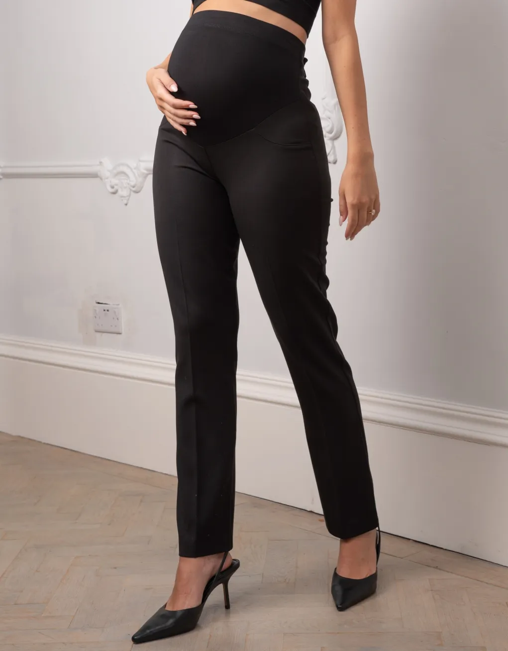 Stefania | Straight Leg Black Maternity Pants