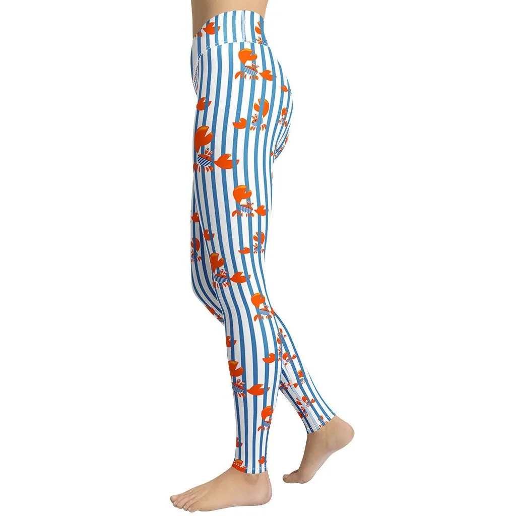 Stripes & Crabs Yoga Leggings