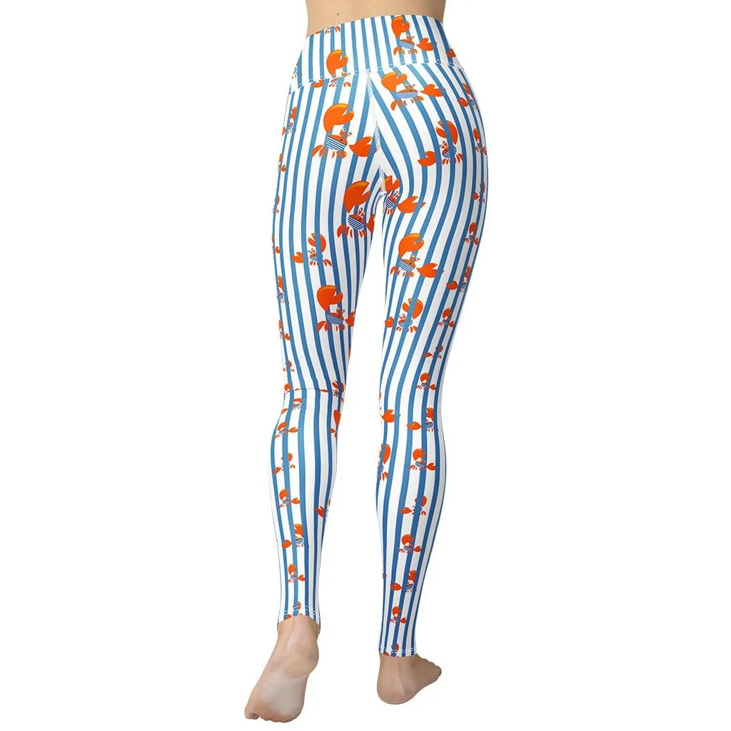 Stripes & Crabs Yoga Leggings