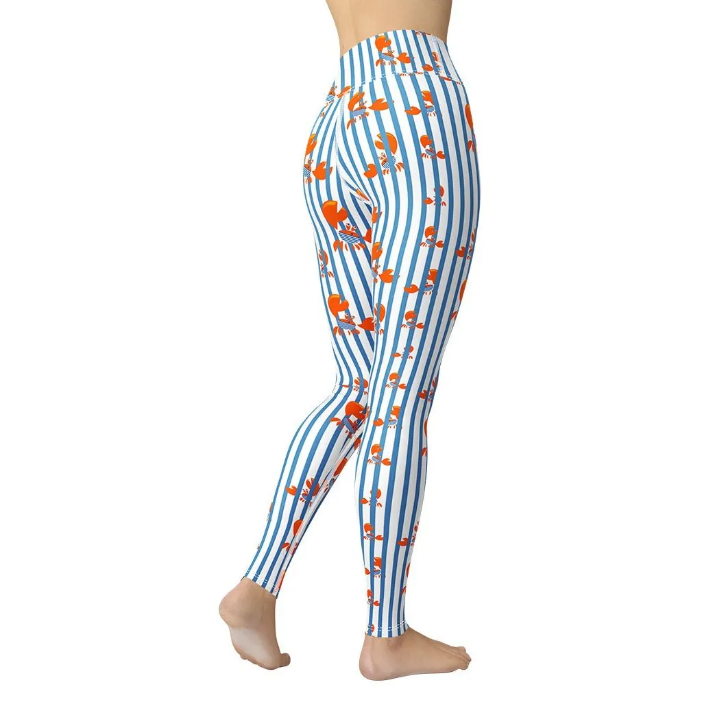 Stripes & Crabs Yoga Leggings