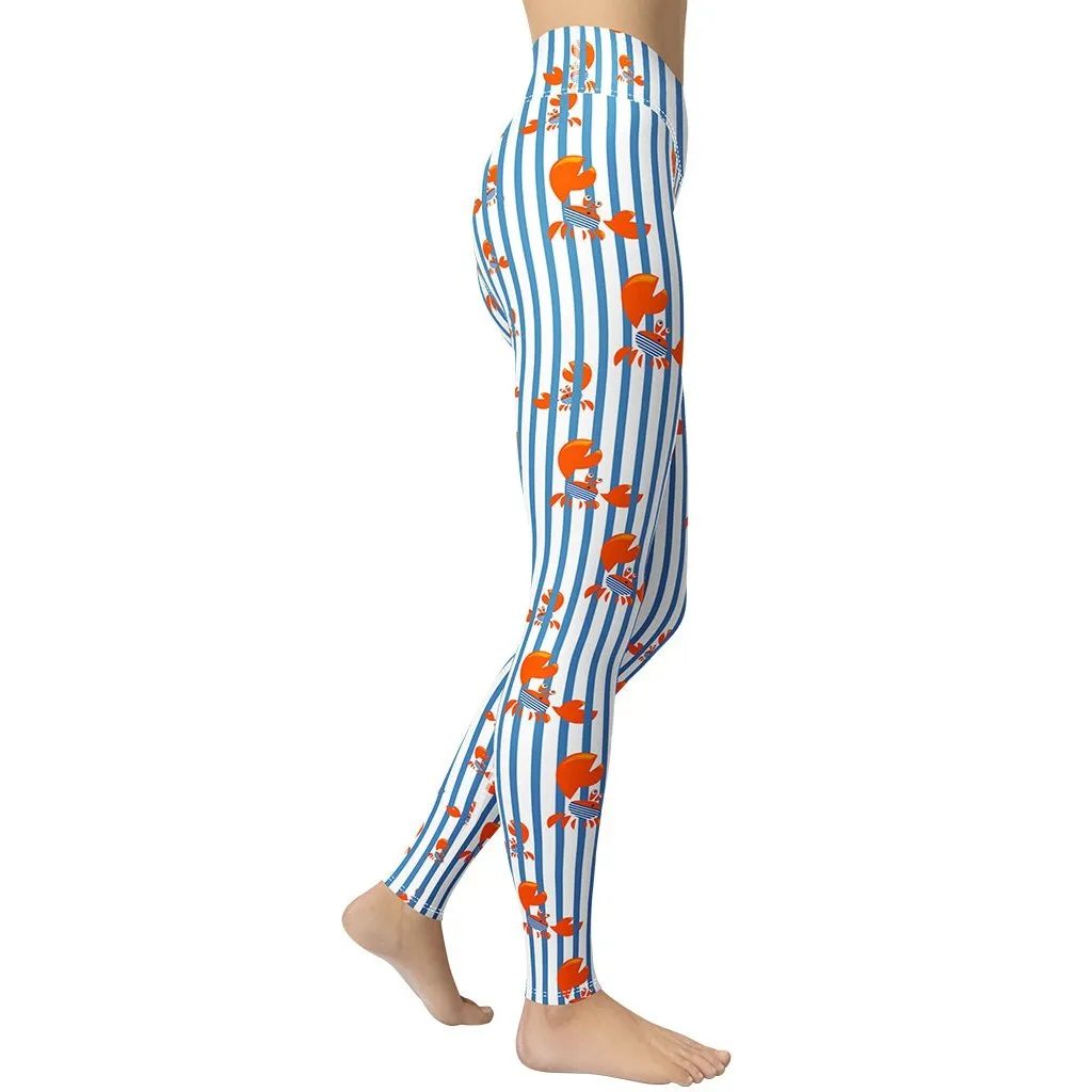 Stripes & Crabs Yoga Leggings