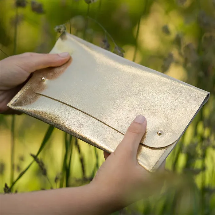 Studio Lowen Leather Clutch Bag Gold