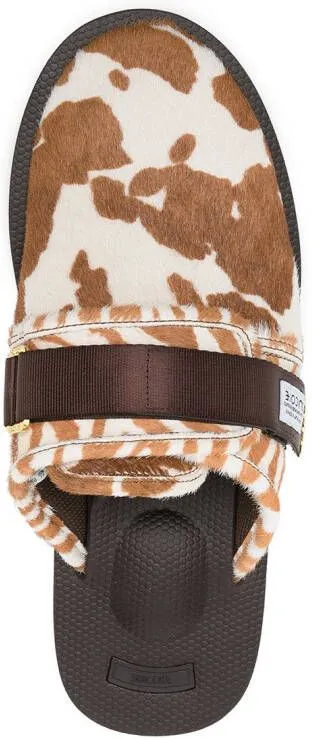 Suicoke mix-print calf-hair sandals Brown