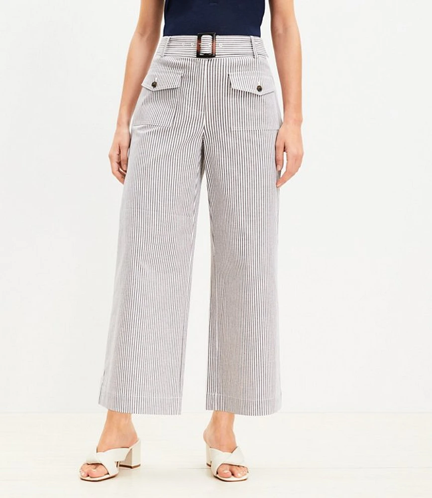 Tall Horn Buckle Wide Leg Pants Stripe