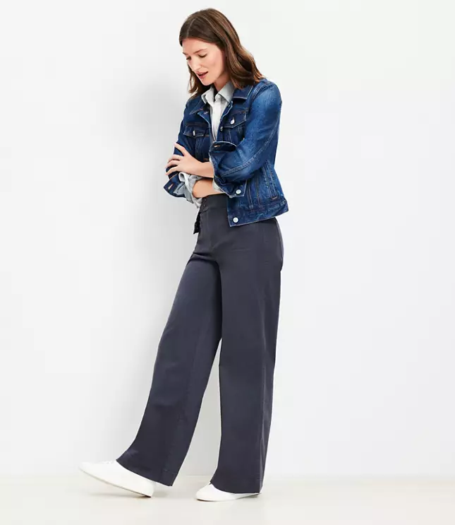 Tall Palmer Wide Leg Pants Twill