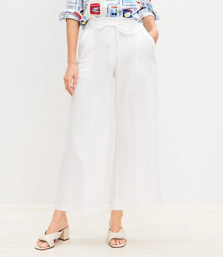 Tall Pull On Linen Cotton Wide Leg Pants