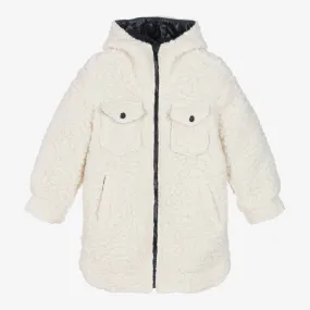 Teen Girls Ivory Hooded Fleece Coat