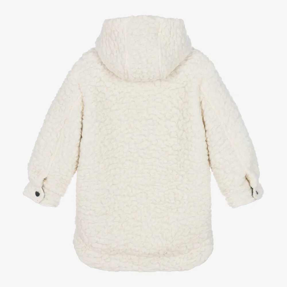 Teen Girls Ivory Hooded Fleece Coat