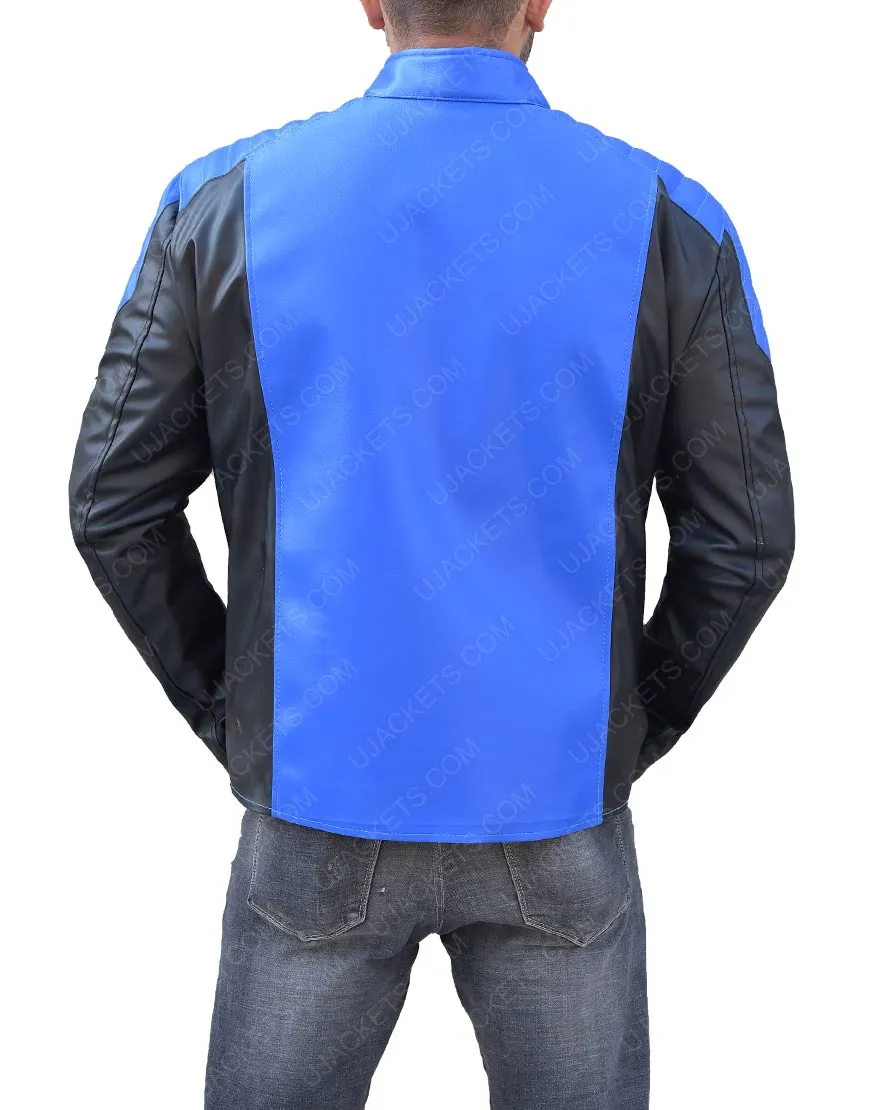 The Flash Barry Allen Blackest Night Blue Lantern Leather Jacket