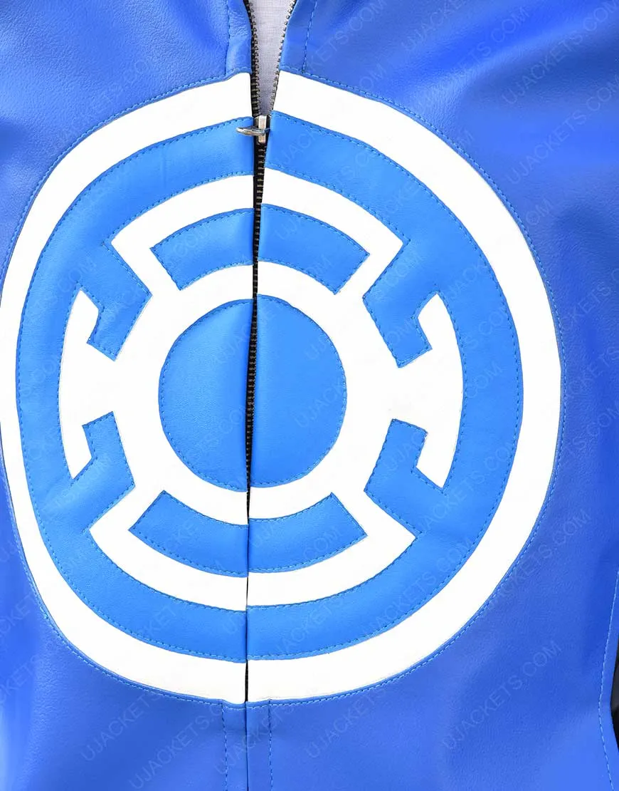 The Flash Barry Allen Blackest Night Blue Lantern Leather Jacket