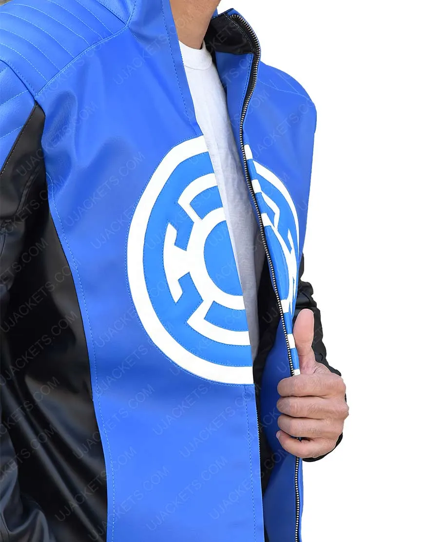 The Flash Barry Allen Blackest Night Blue Lantern Leather Jacket