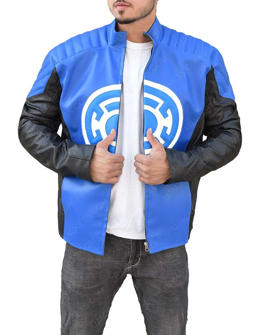 The Flash Barry Allen Blackest Night Blue Lantern Leather Jacket