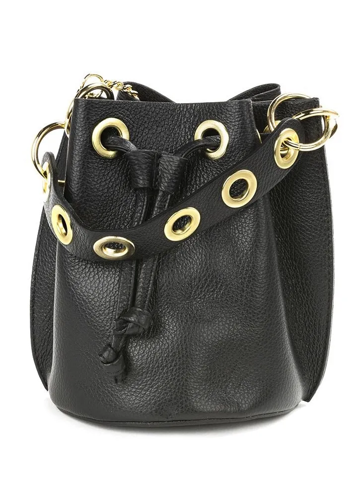 The Rowan Leather Bucket Bag - Black