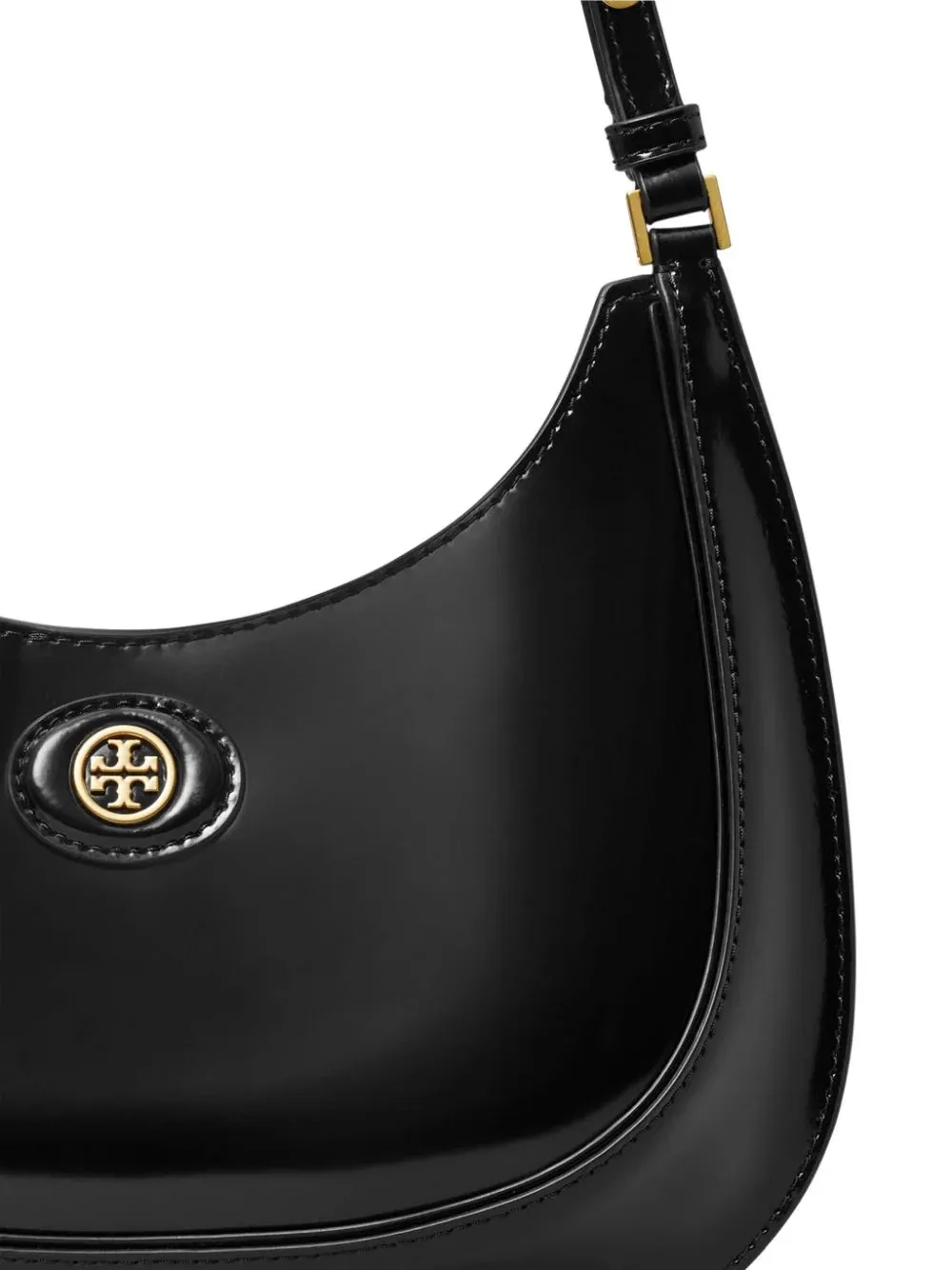 TORY BURCH Robinson Convertible Half-Moon Bag In Black Leather