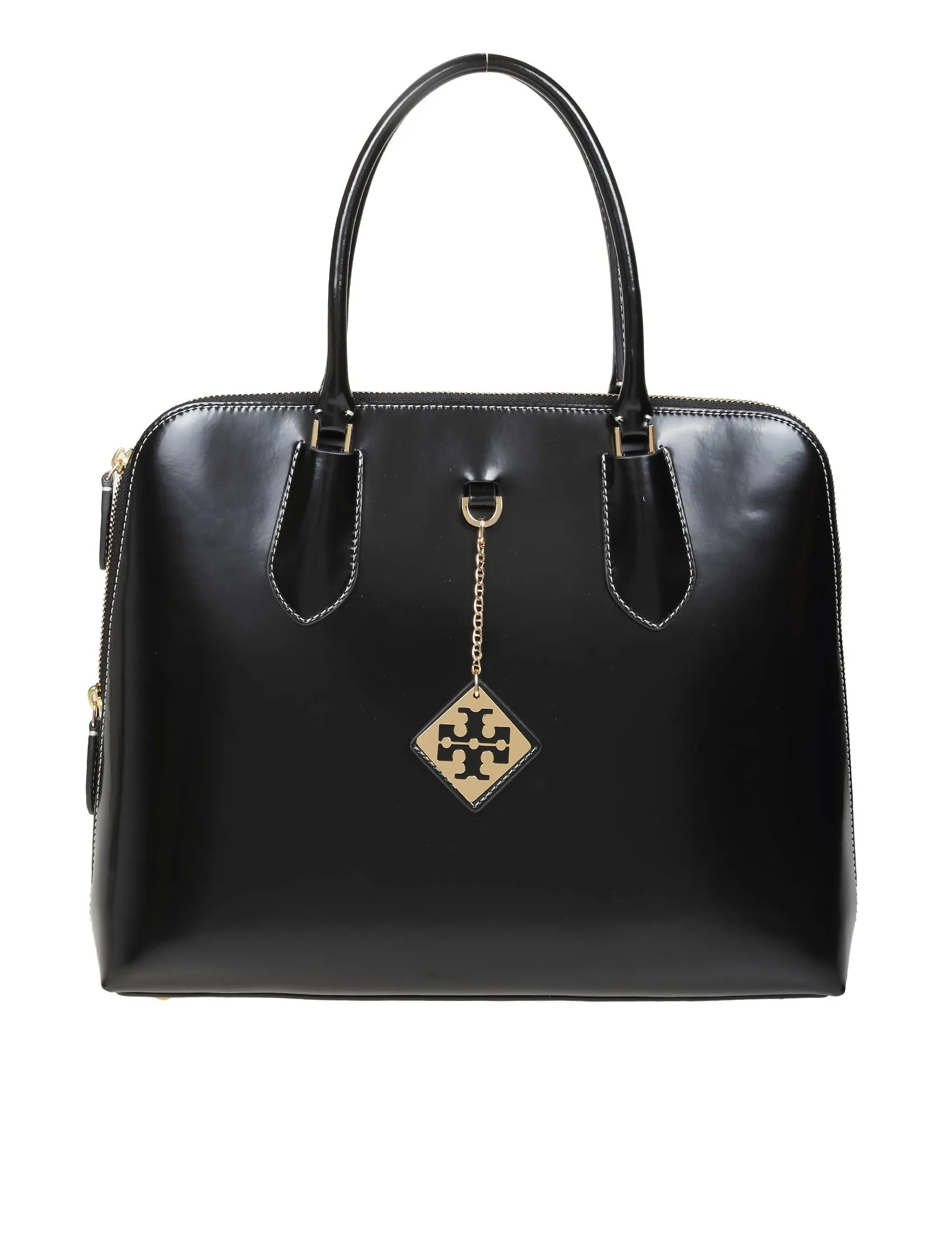 TORY BURCH SWING BAG IN BLACK BRUSHED LEATHER