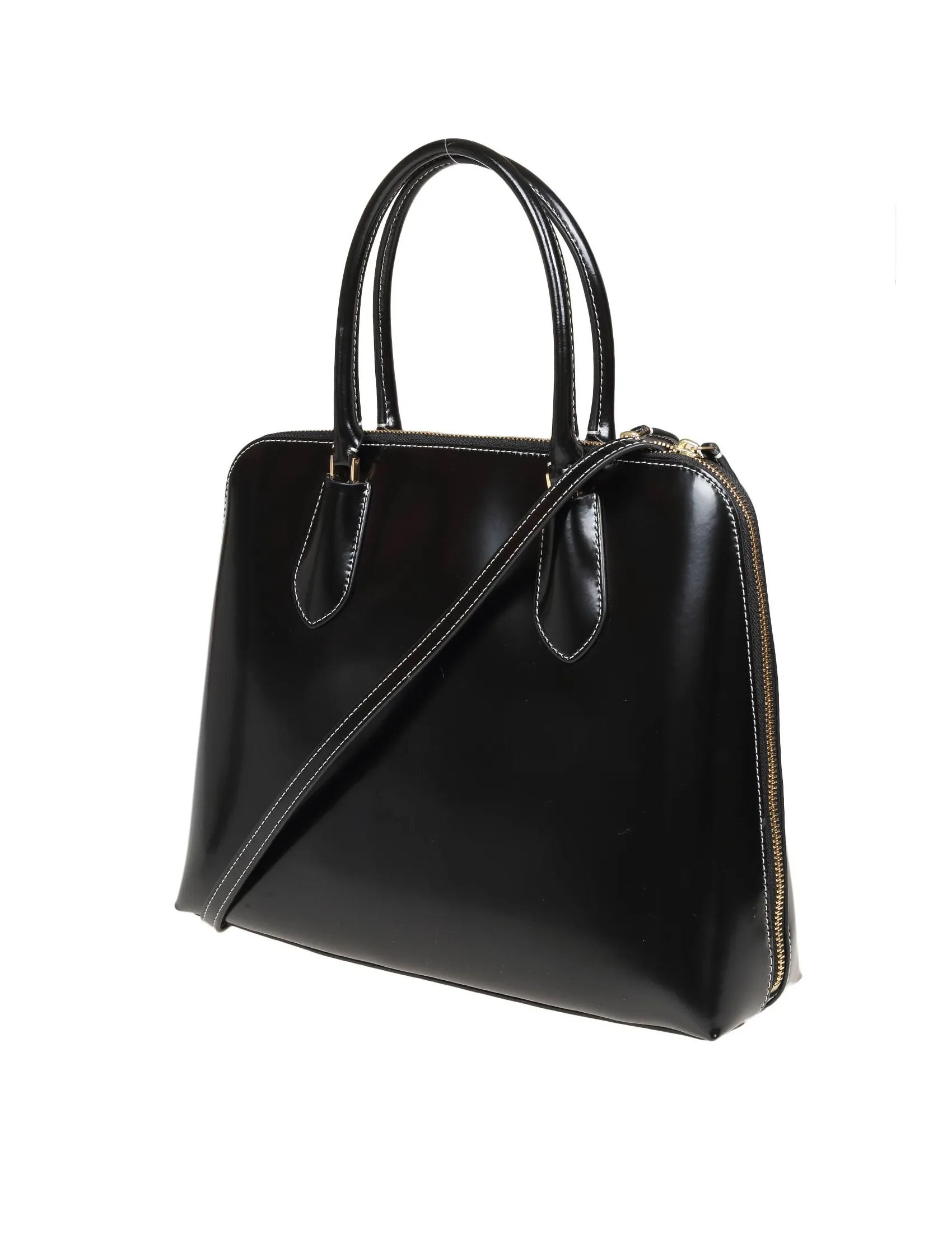 TORY BURCH SWING BAG IN BLACK BRUSHED LEATHER