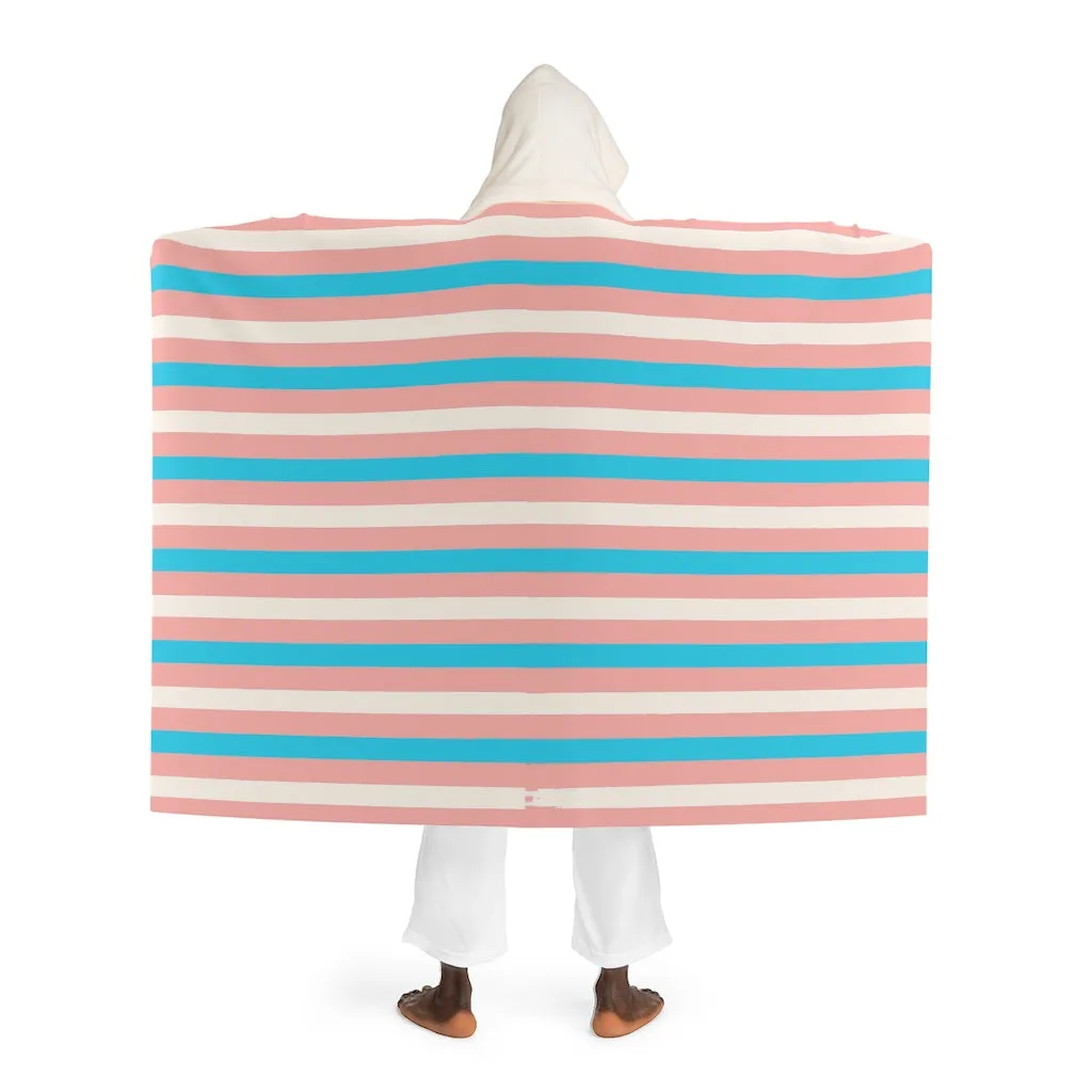 Trans Coloured Candy Stripe Pride Hooded Sherpa Fleece Blanket