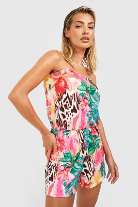 Tropical Animal Bandeau Beach Romper