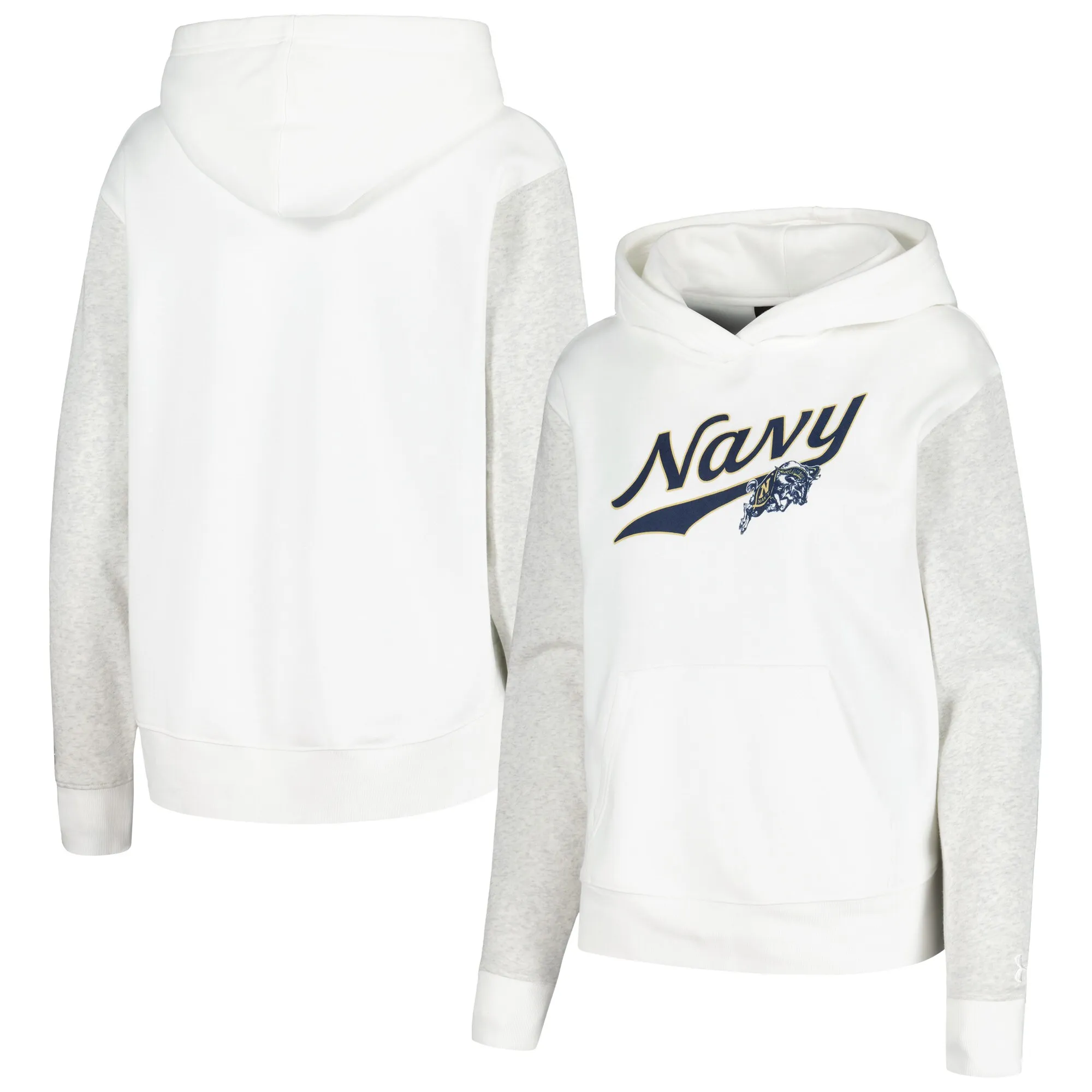 Under Armour Navy Midshipmen Women's White All Day Pullover Hoodie