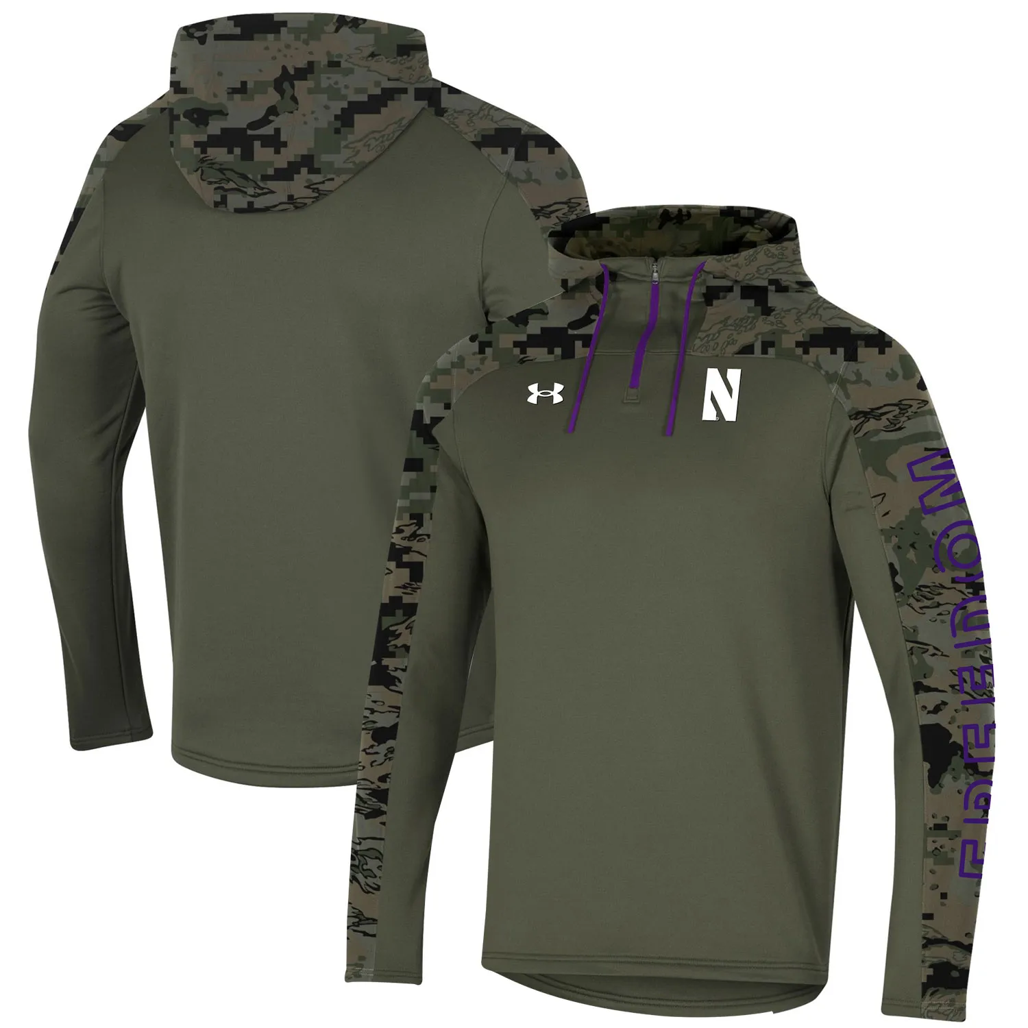 Under Armour Northwestern Wildcats Olive Freedom Quarter-Zip Pullover Hoodie