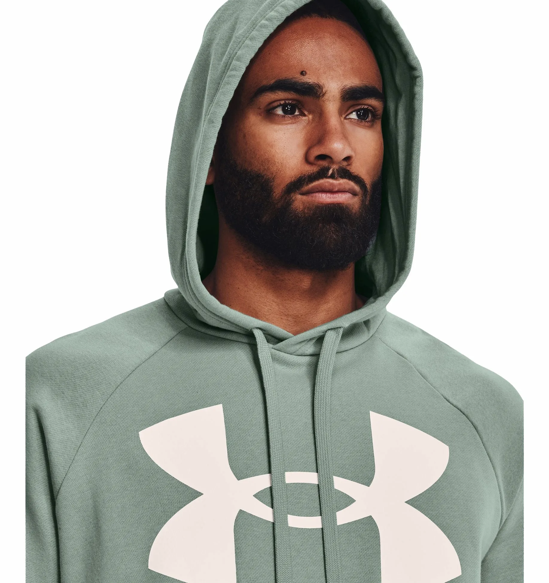 Under Armour Rival Big Logo Fleece Hoodie - Mens - Opal Green/Onyx White