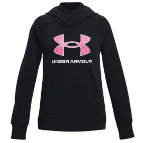 Under Armour Rival Fleece Big Logo Hoodie - Girls - Black/Pink Edge/White