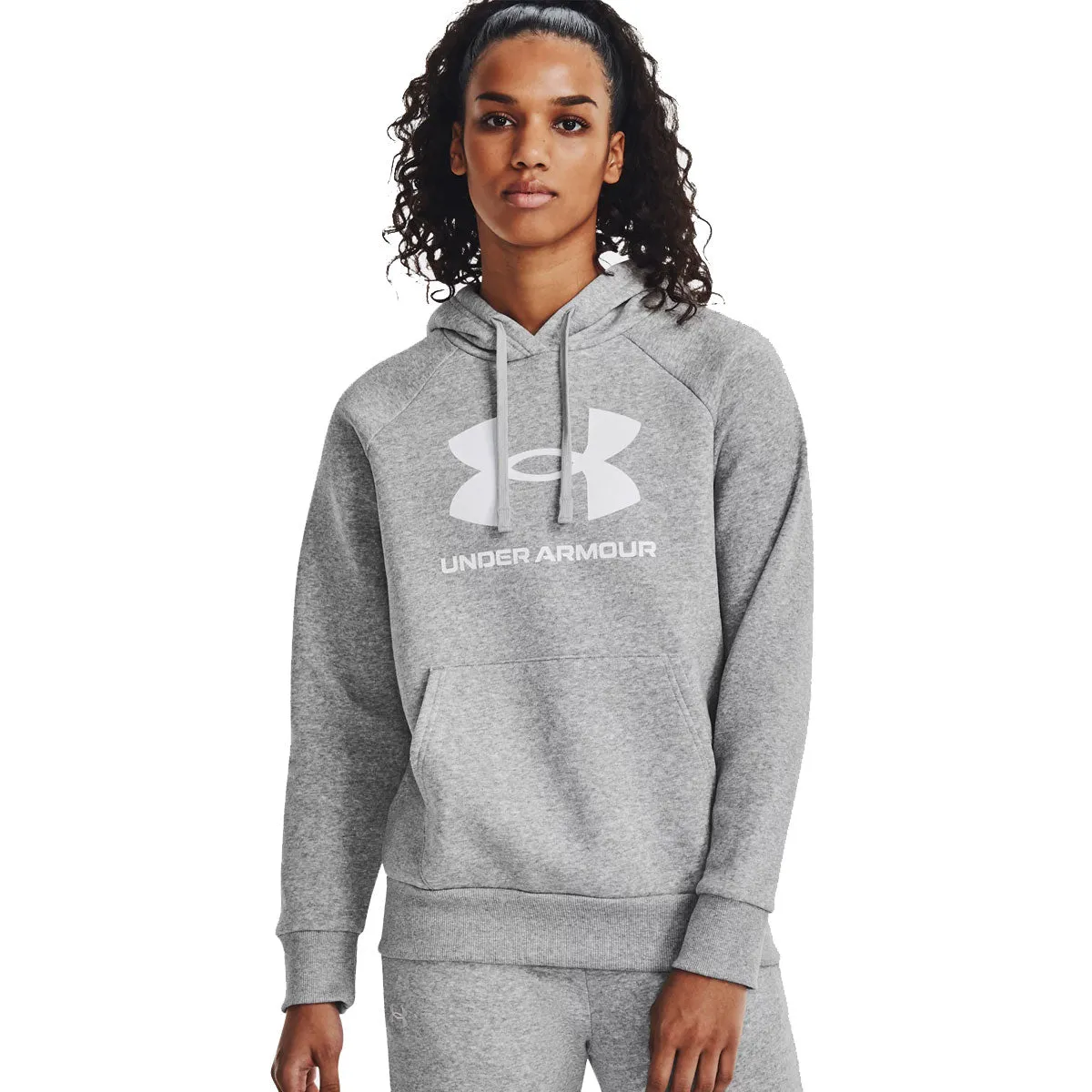 Under Armour Rival Fleece Big Logo Hoodie - Womens - Mod Grey Light Heather/White