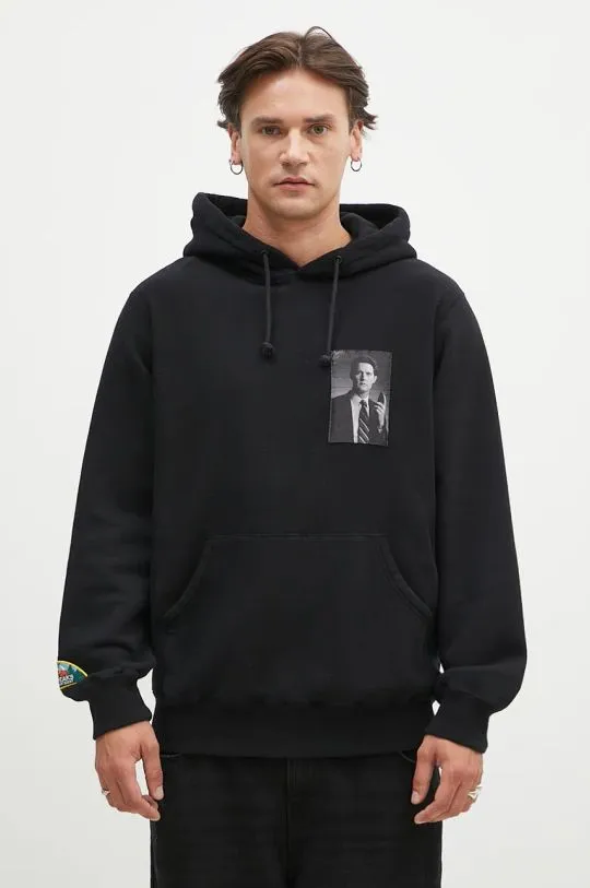 Undercover cotton sweatshirt C/S men's black color hooded with an application UC2D4801.3