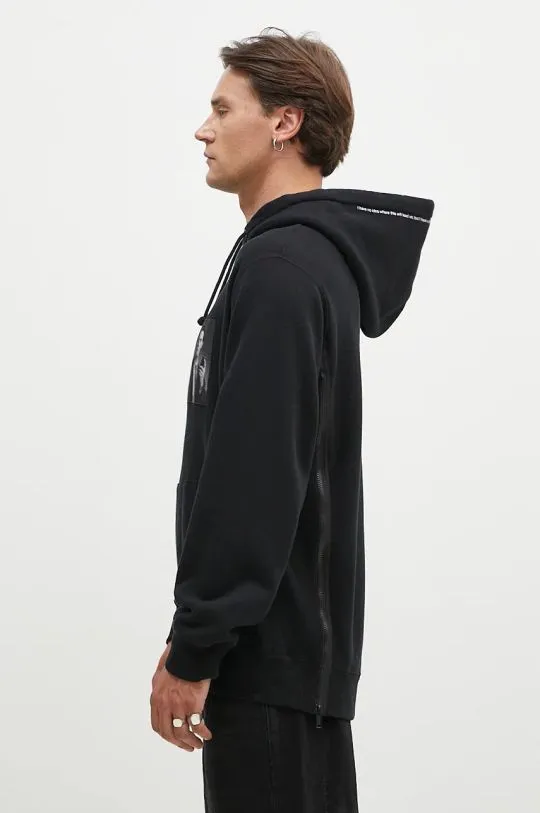 Undercover cotton sweatshirt C/S men's black color hooded with an application UC2D4801.3