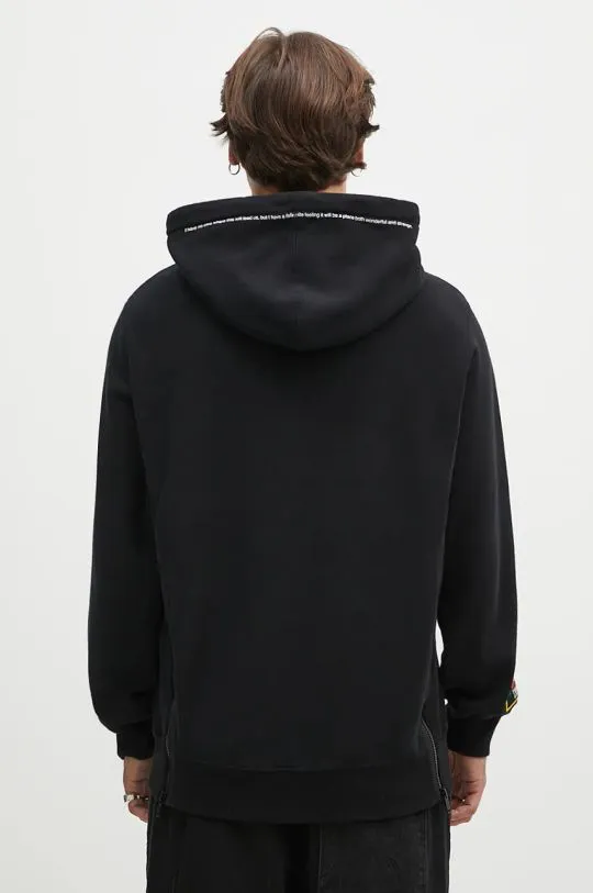 Undercover cotton sweatshirt C/S men's black color hooded with an application UC2D4801.3