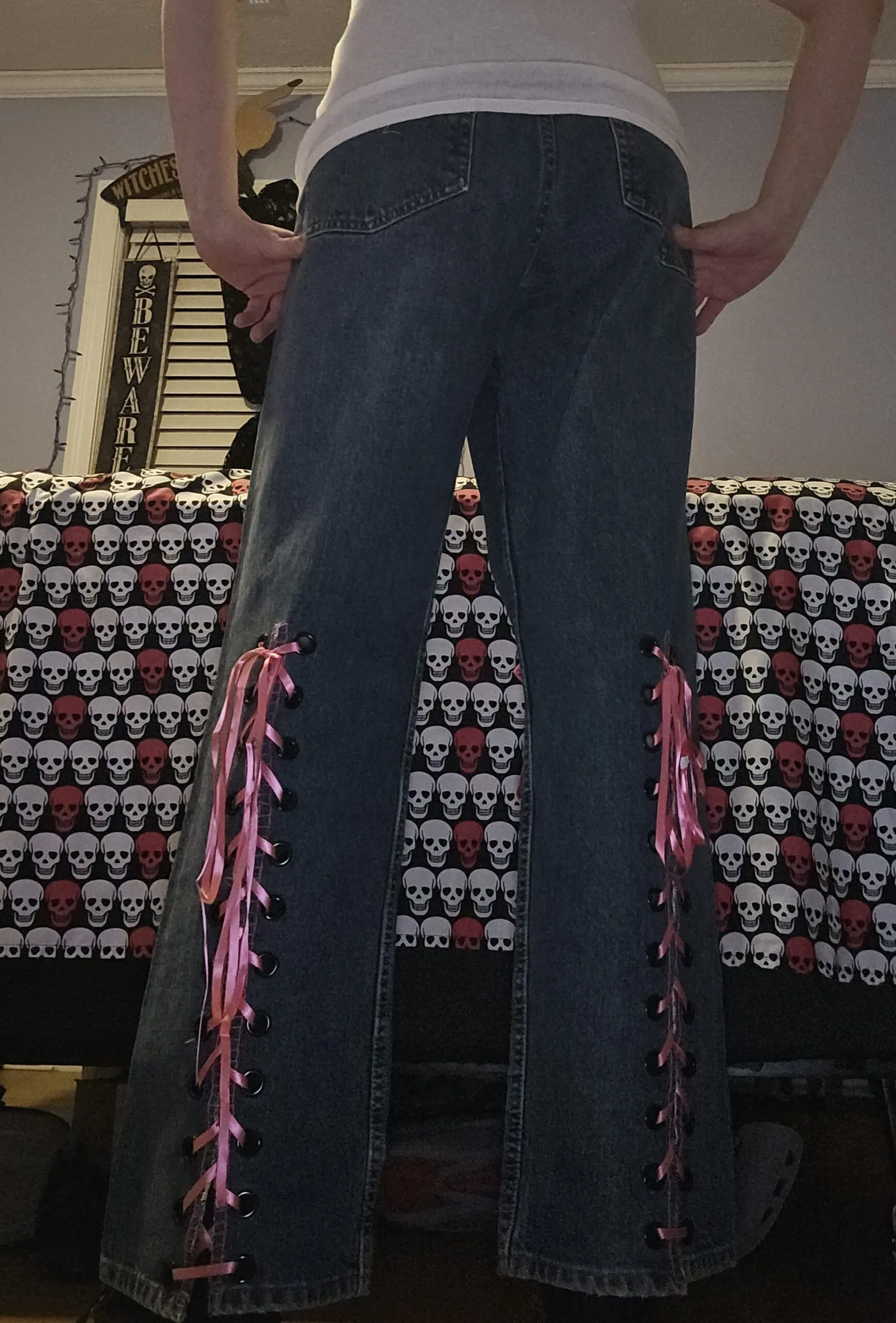 Upcycled System of A Down Lace Up Jeans - 34"/30"