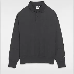 Vans PREMIUM COLLARED LONG SLEEVE RUGBY SHIRT (WASHED BLACK) MEN BLACK