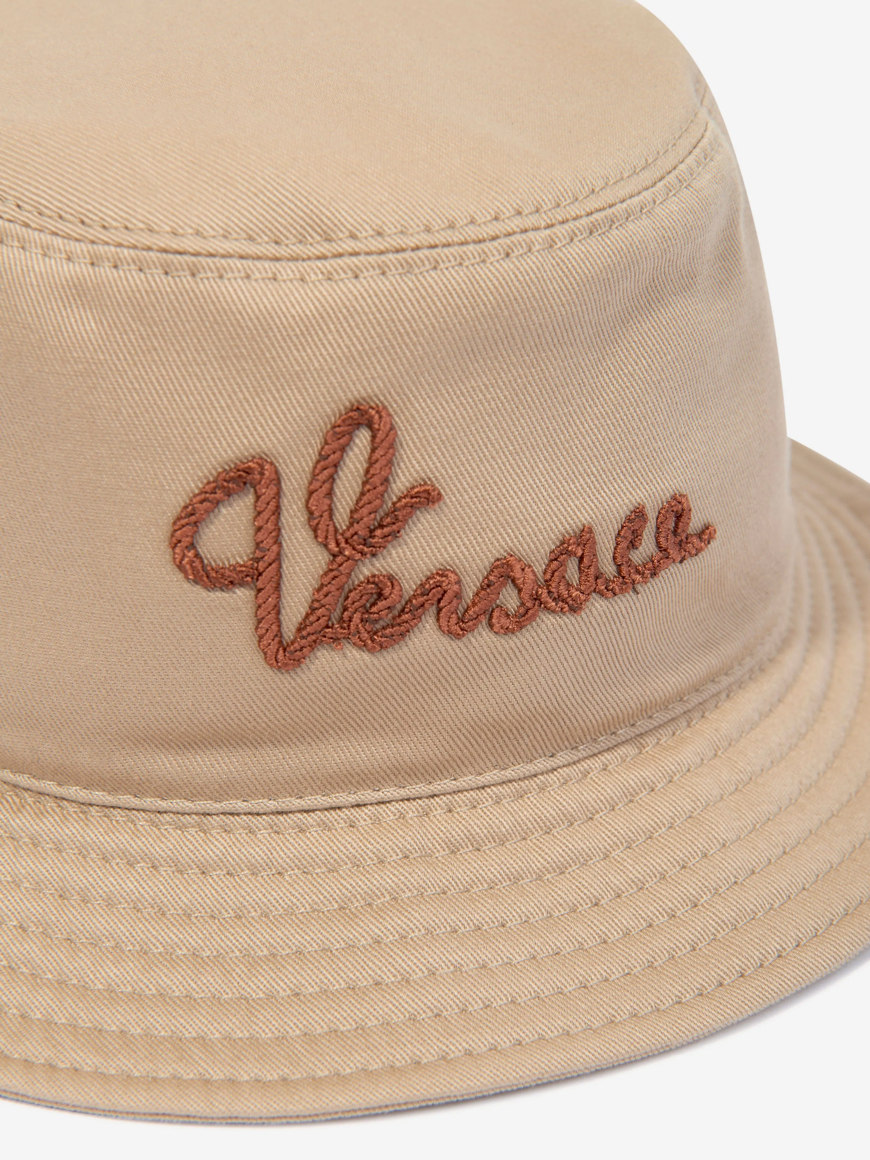 Versace Kids Logo Bucket Hat in Beige