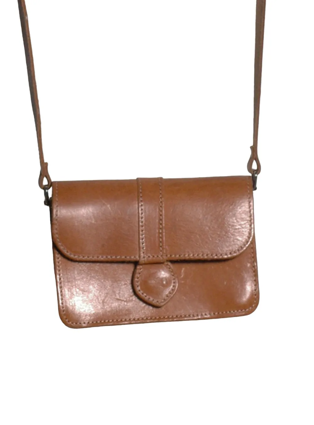 Vintage Tan Brown Leather Handbag - Brick Vintage