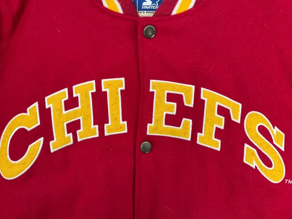 WESTSIDE STOREY VINTAGE | VINTAGE 90S STARTER KC CHIEFS LETTERMAN WOOL/LEATHER JACKET- RED/TAN