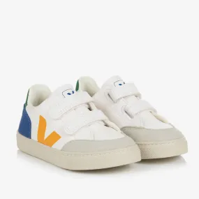 White & Yellow Leather Velcro V-12 Trainers