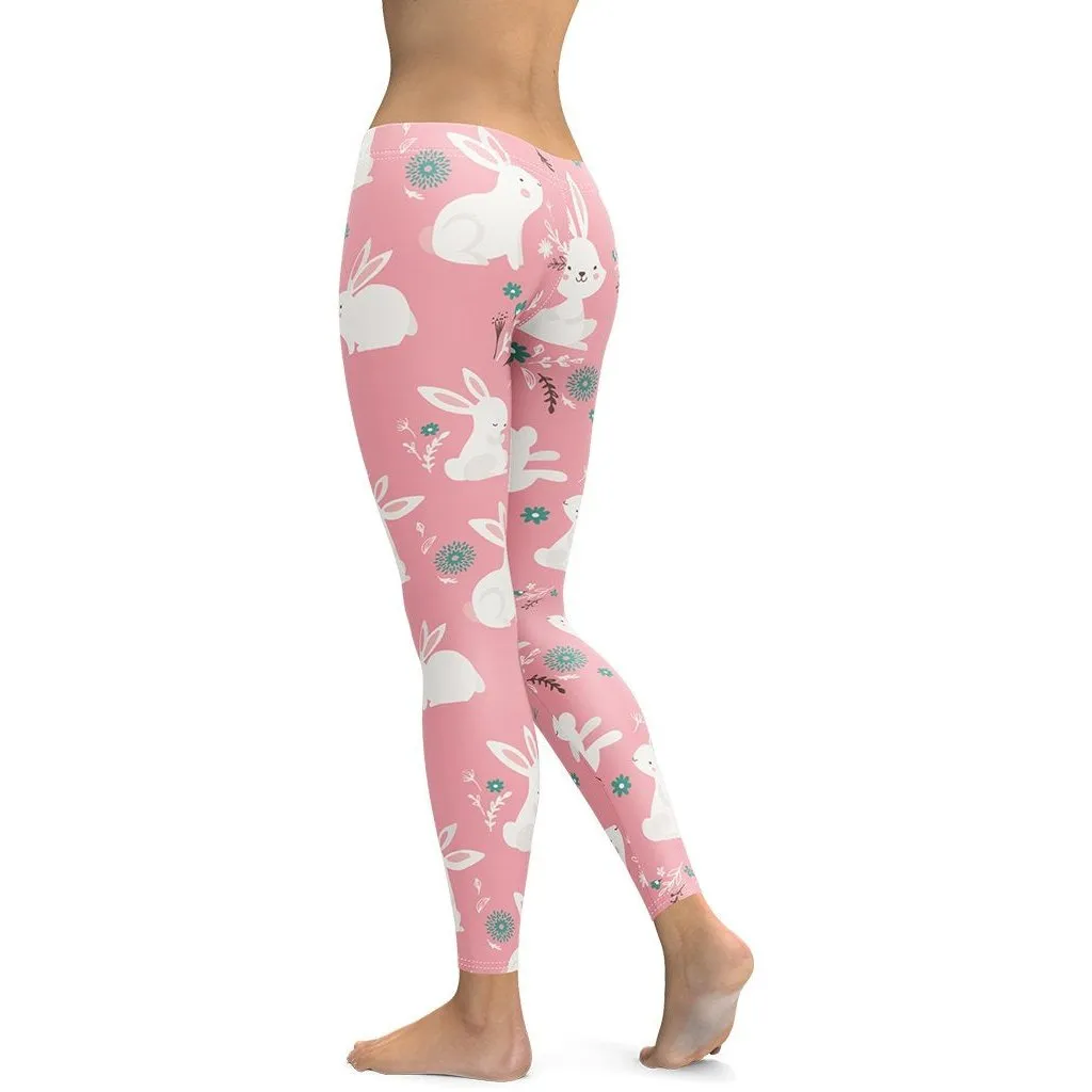 White Easter Bunnies Leggings