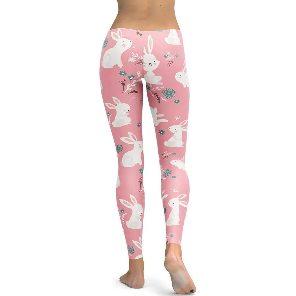 White Easter Bunnies Leggings