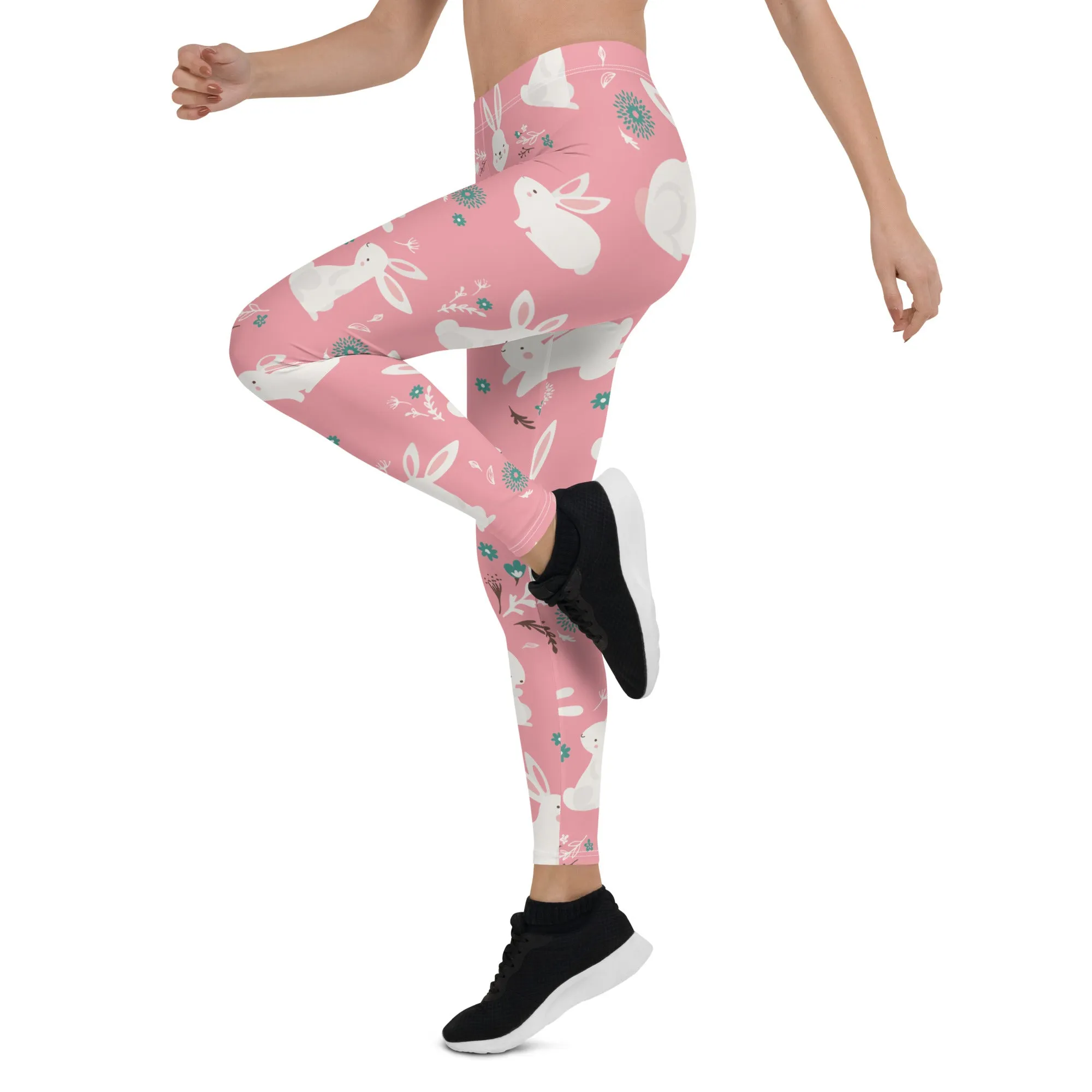 White Easter Bunnies Leggings