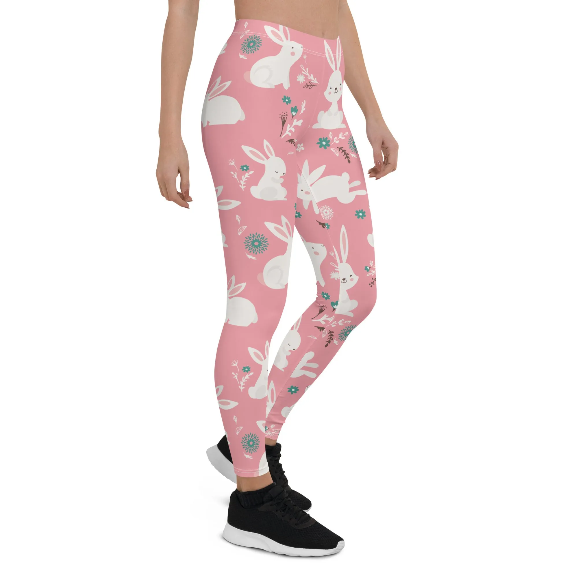 White Easter Bunnies Leggings