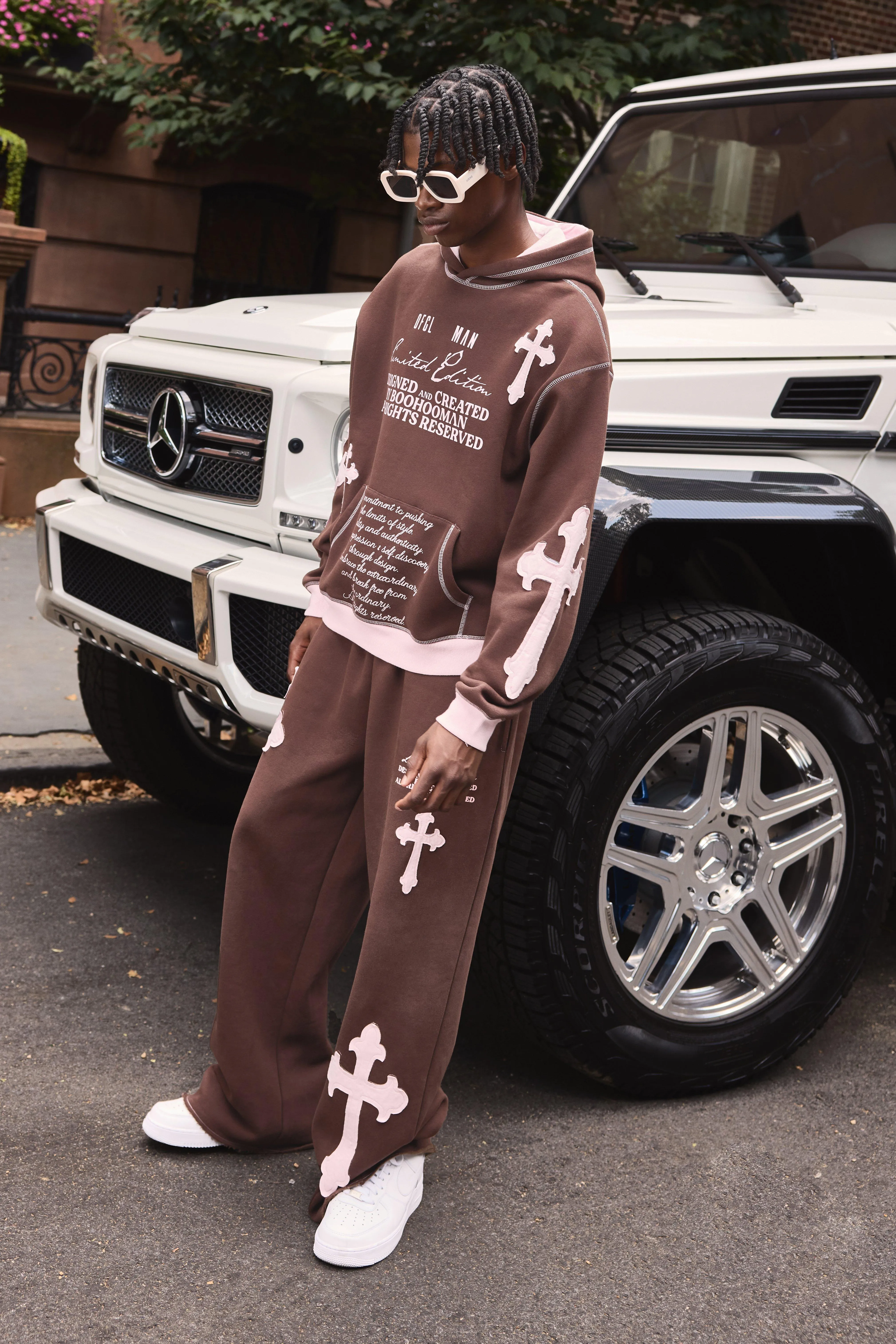 Wide Leg Limited Edition Cross Applique Joggers