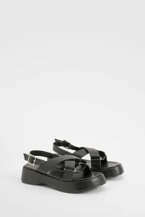 Wide Width Cross Strap Platform Sandals