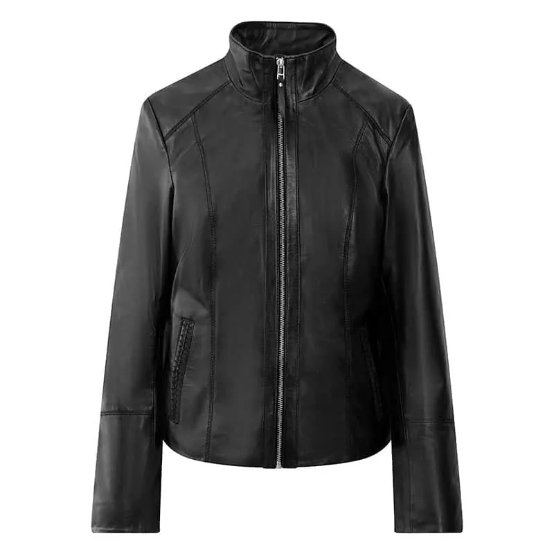 Women's Black Leather Jacket - Reilly - PRIMEHIDE Leather