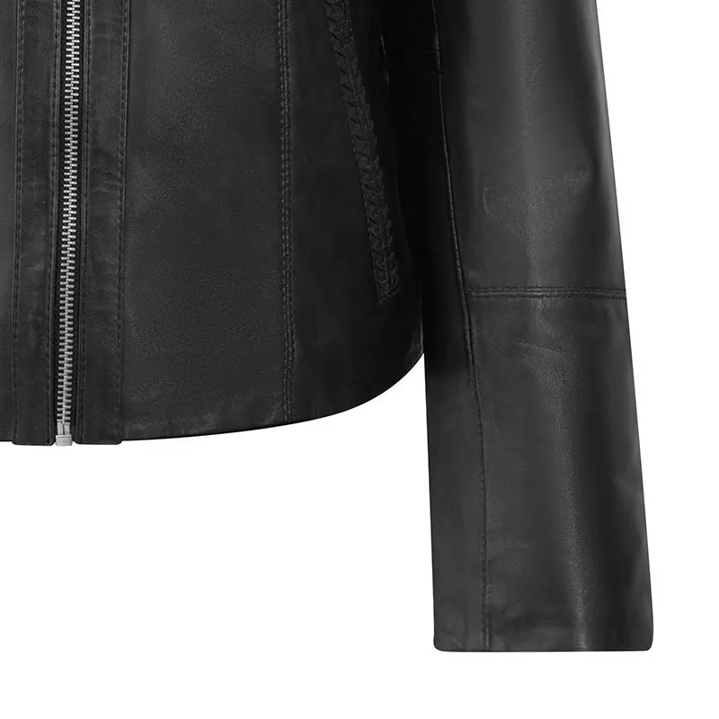 Women's Black Leather Jacket - Reilly - PRIMEHIDE Leather