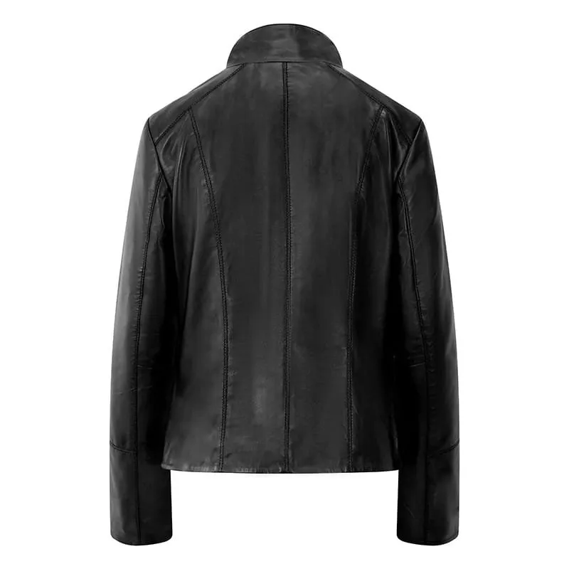 Women's Black Leather Jacket - Reilly - PRIMEHIDE Leather