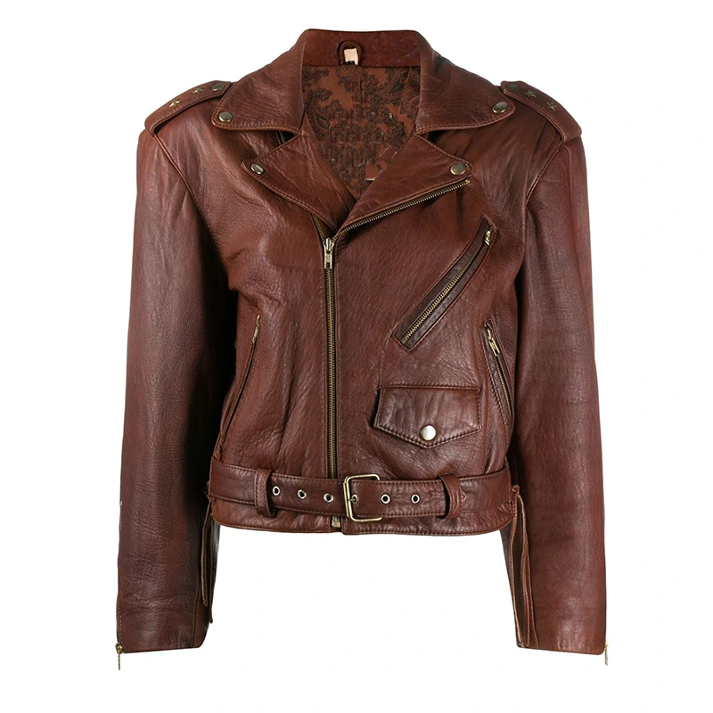 Women's Dark Brown Cropped Leather Jacket | FREE SHIPPING