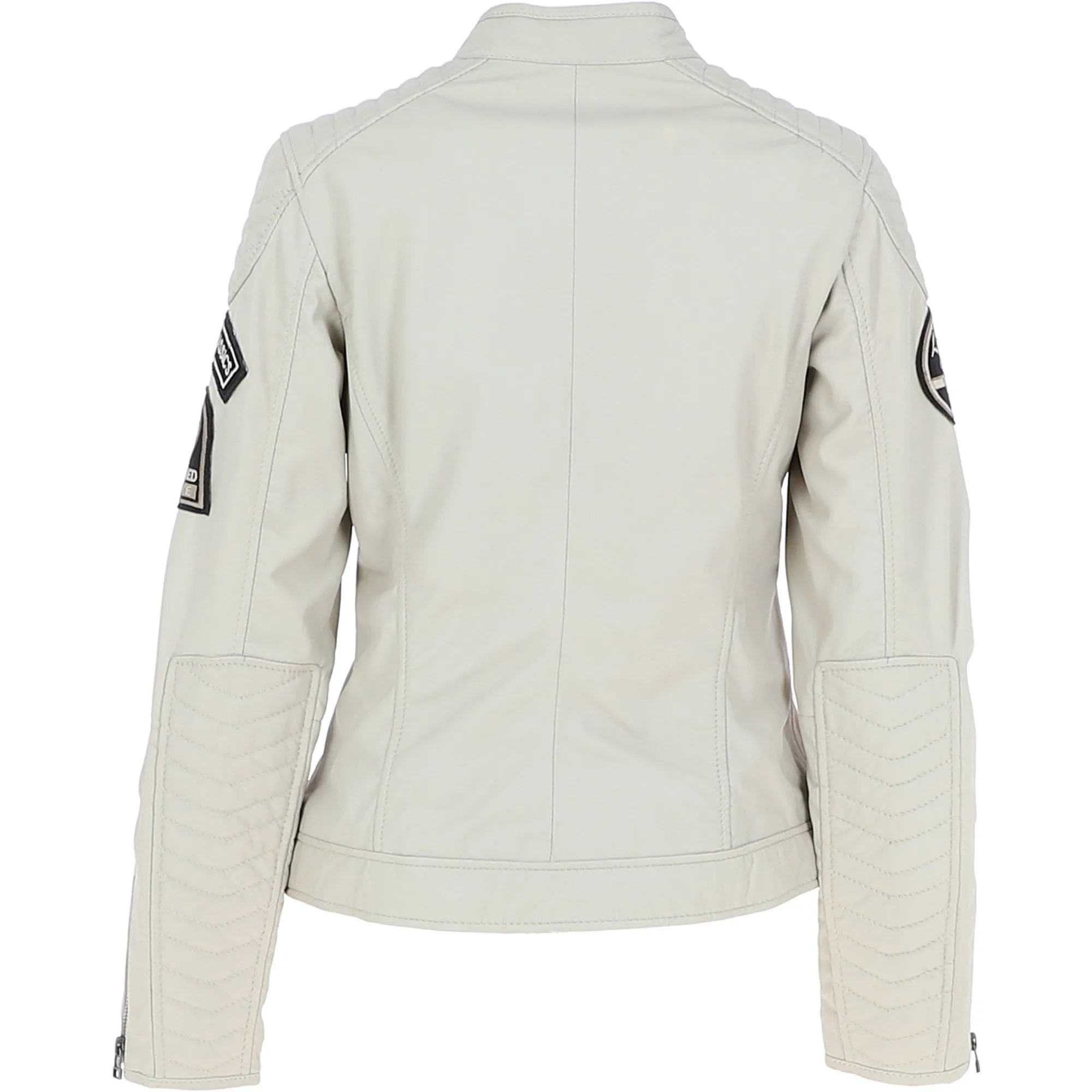 Women's Fashion Leather Biker Style Jacket Beige: 1127