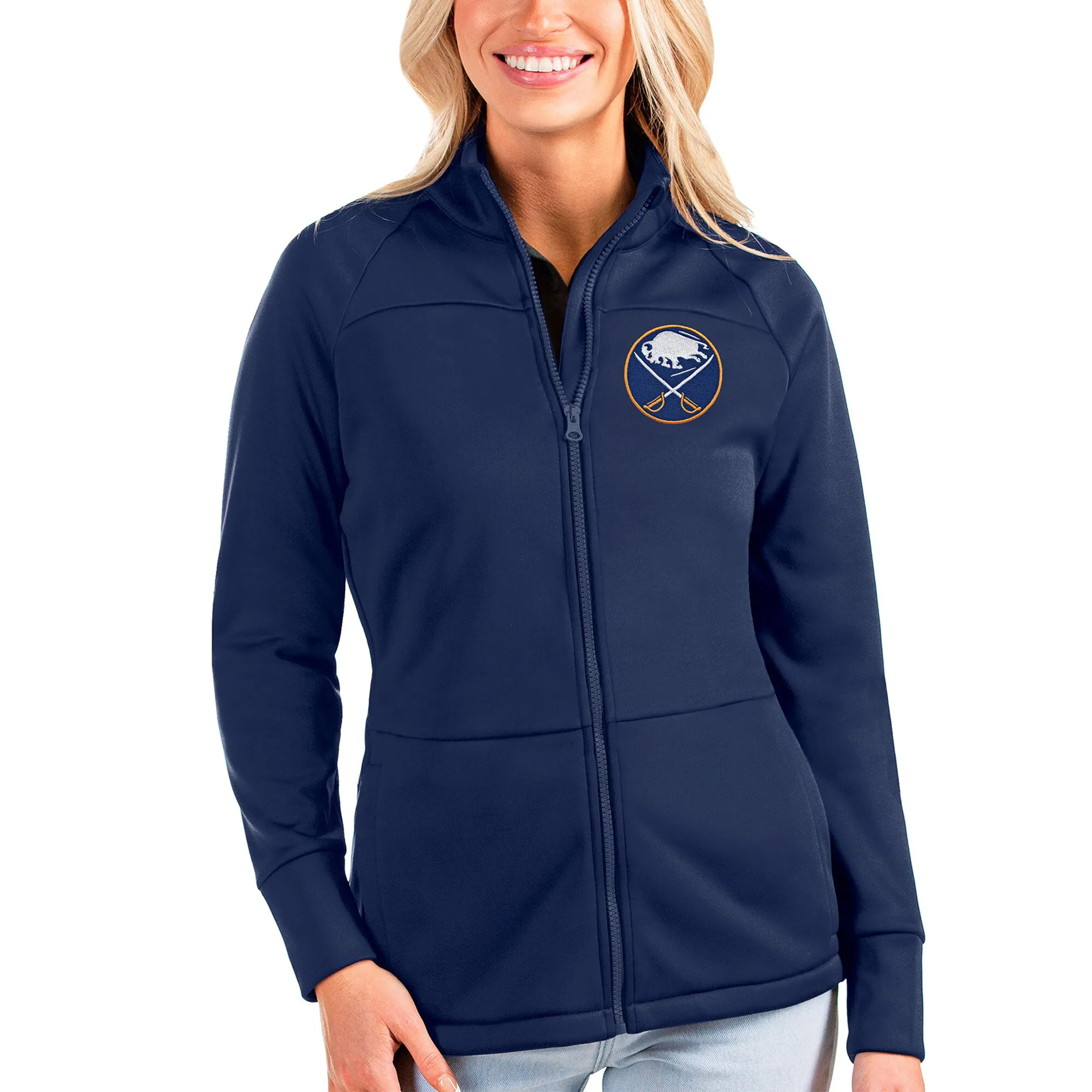 Women's Buffalo Sabres Antigua Navy Links Full-Zip Golf Jacket