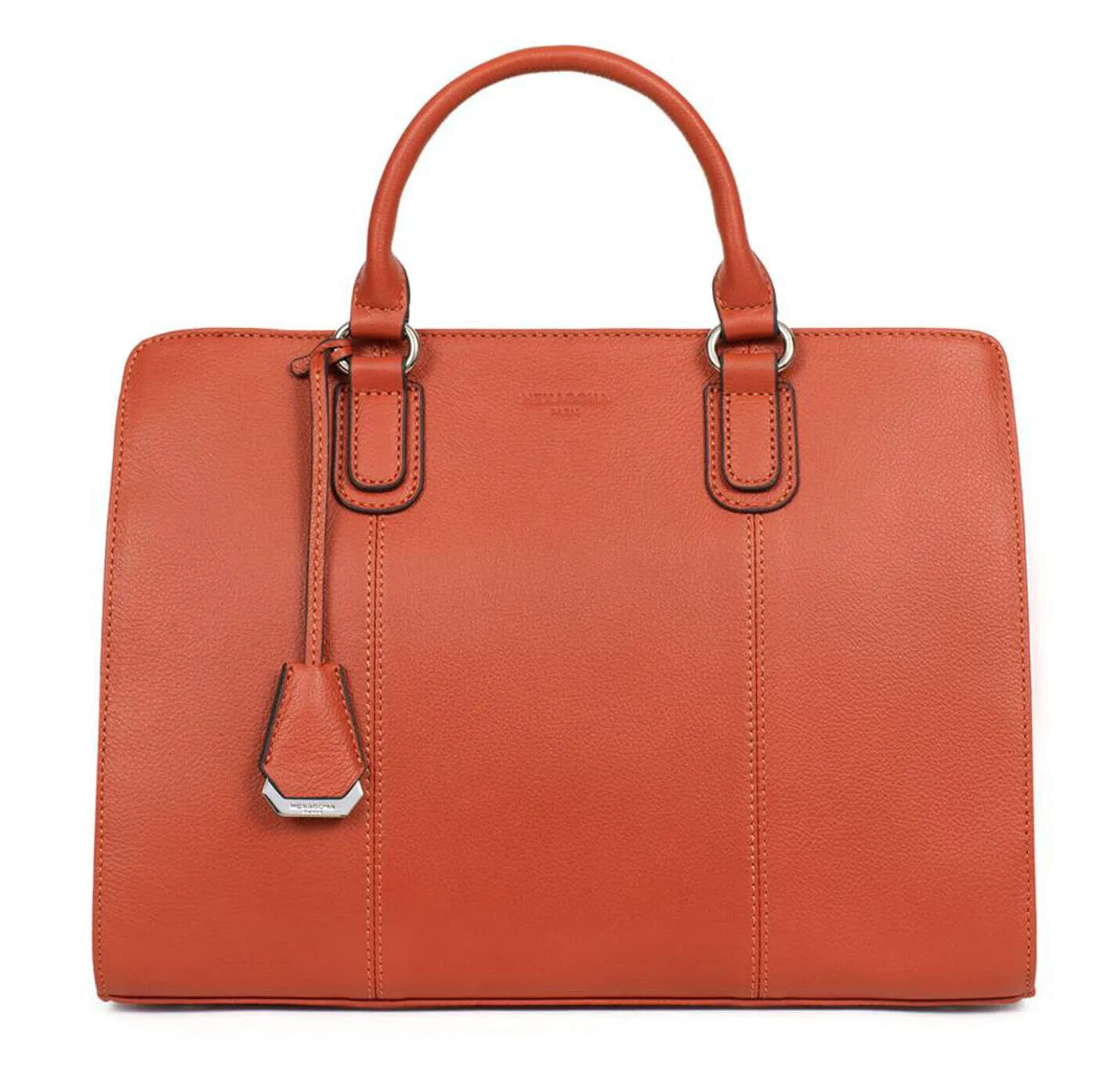 Women's orange hexagonal leather handbag 469996