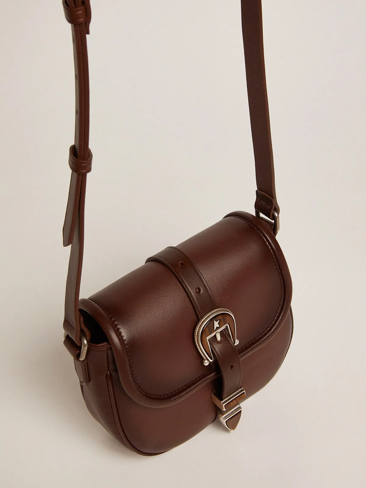 Women's small Rodeo Bag in dark tan leather